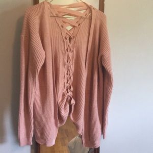 Pink cross back cardigan
